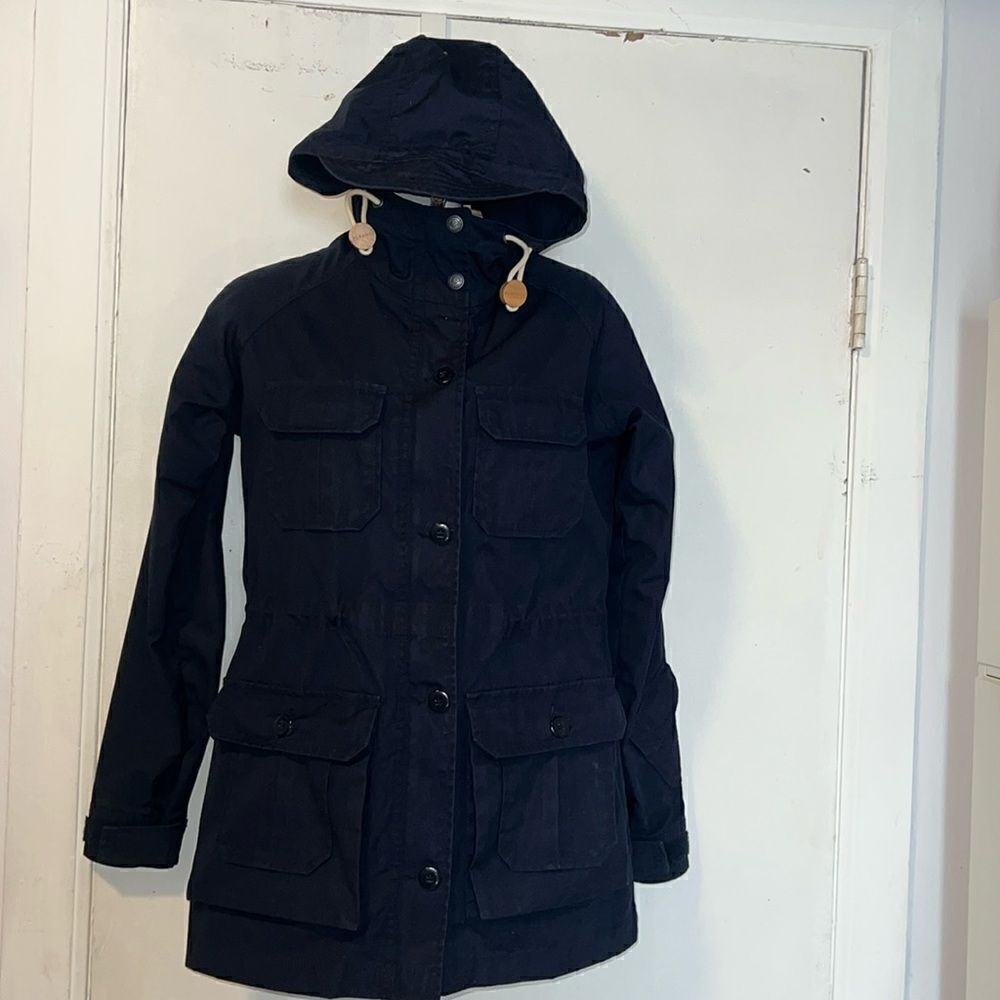 TRAILWEAR BY PENFIELD HUDSON WAX CLOTH Navy Blue Rain Jacket Parka-S